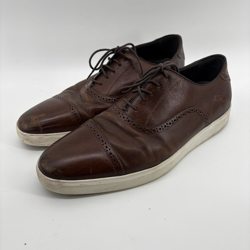 Johnston Murphy Brown Leather Dress Shoe Trufoam Mens Size 10 M Oxford 20 6642